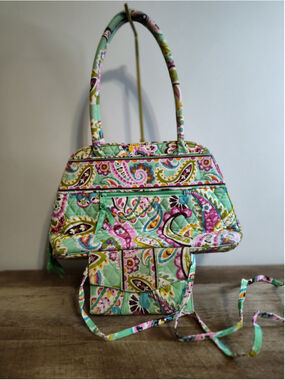 Women's Vera Bradley Tote Bag and Wallet Set, One Size, Green and Pink